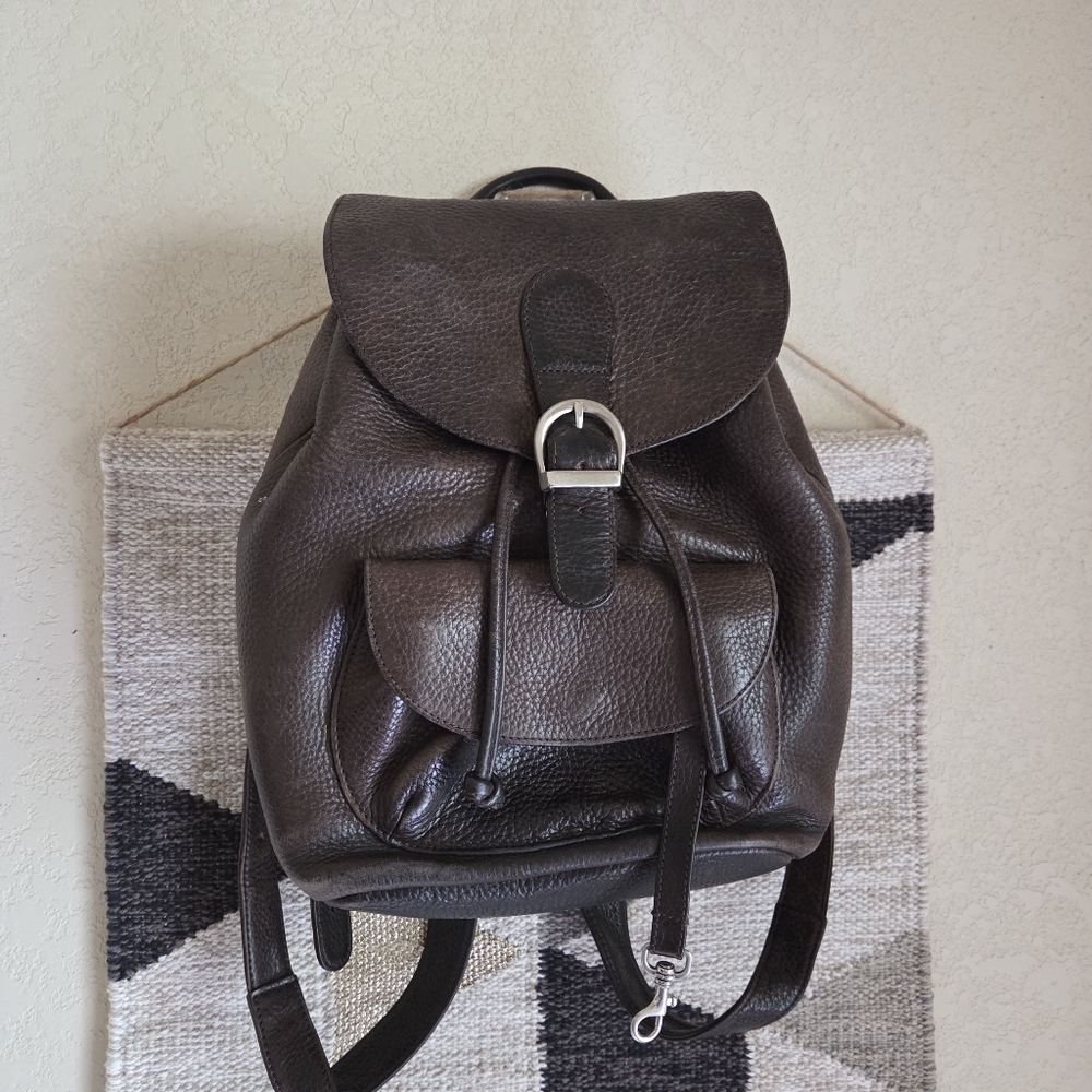 Vintage 90s Eddie Bauer Brown Leather Backpack